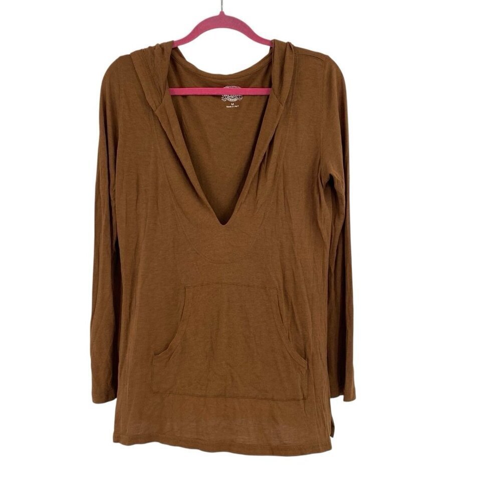 CAMBRIDGE Dry Goods Women's Size Medium Modal Pima Cotton V-Neck Hooded Top